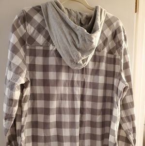Flannel hooded button down